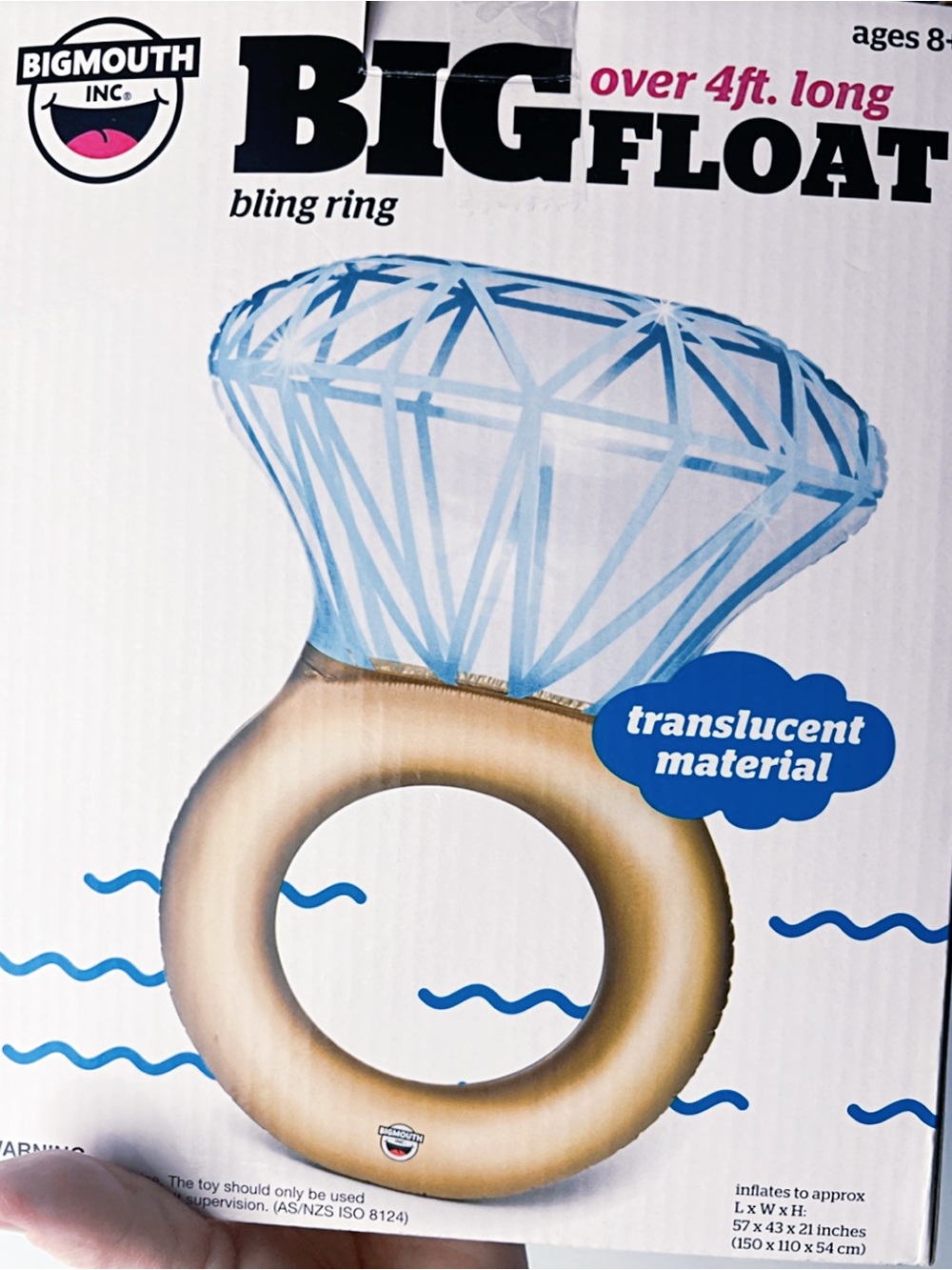 NWT! 4ft FLOAT/Gold & Blue Big Bling-Ring